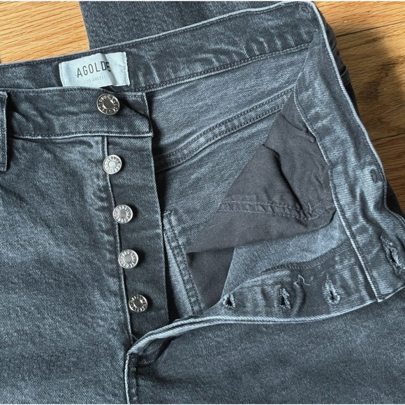 AGOLDE Women's High Rise Straight Jeans Black Wash Denim Size 28 A056-1286 - Picture 4 of 11